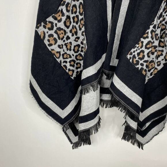 2/$30 NEW Boho Cheetah Ruana Oversized Open Wrap Poncho Blanket Scarf - Picture 9 of 14